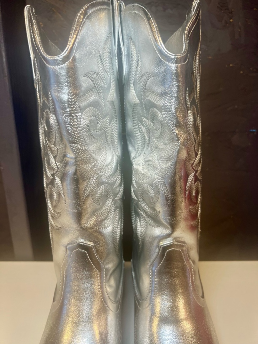Silver Metallic Cowboy Boots Western Size 7 - Picture 4 of 13